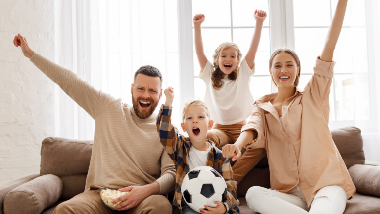 Football celebration with household staff